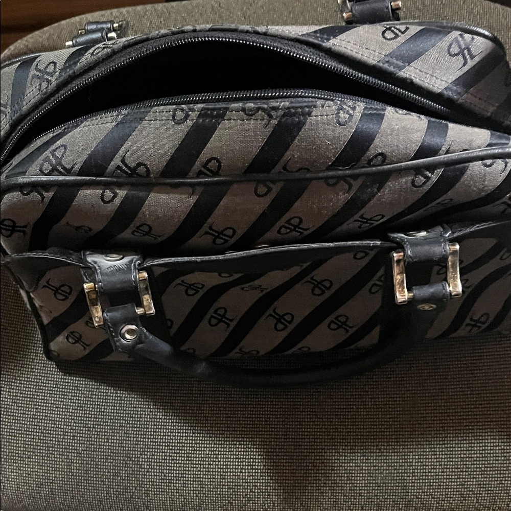 Black and Gray Patterned Handbag